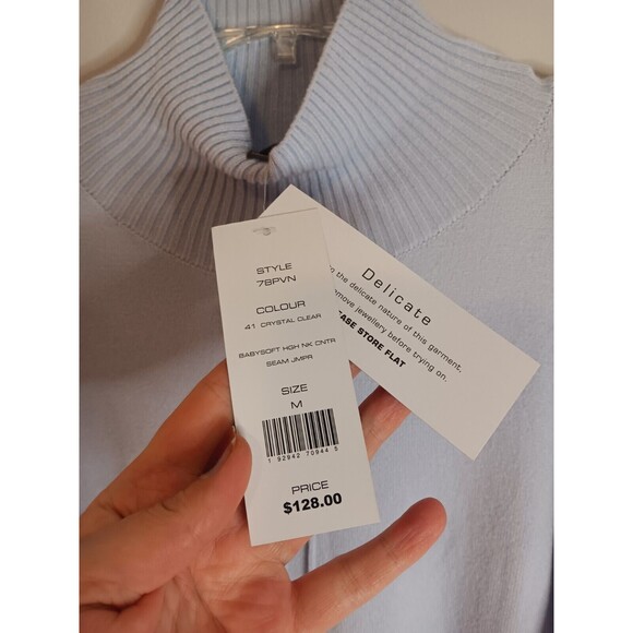 French Connection High Neck Tunic Sweater Light Blue Sz Medium New With Tags - Picture 3 of 6